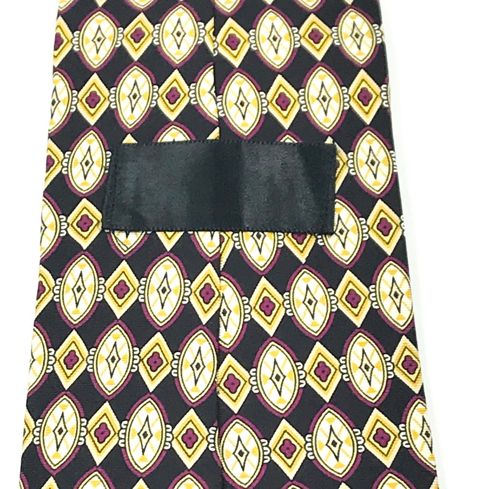 Unbranded Black Geometric Silk Necktie - Picture 6 of 7